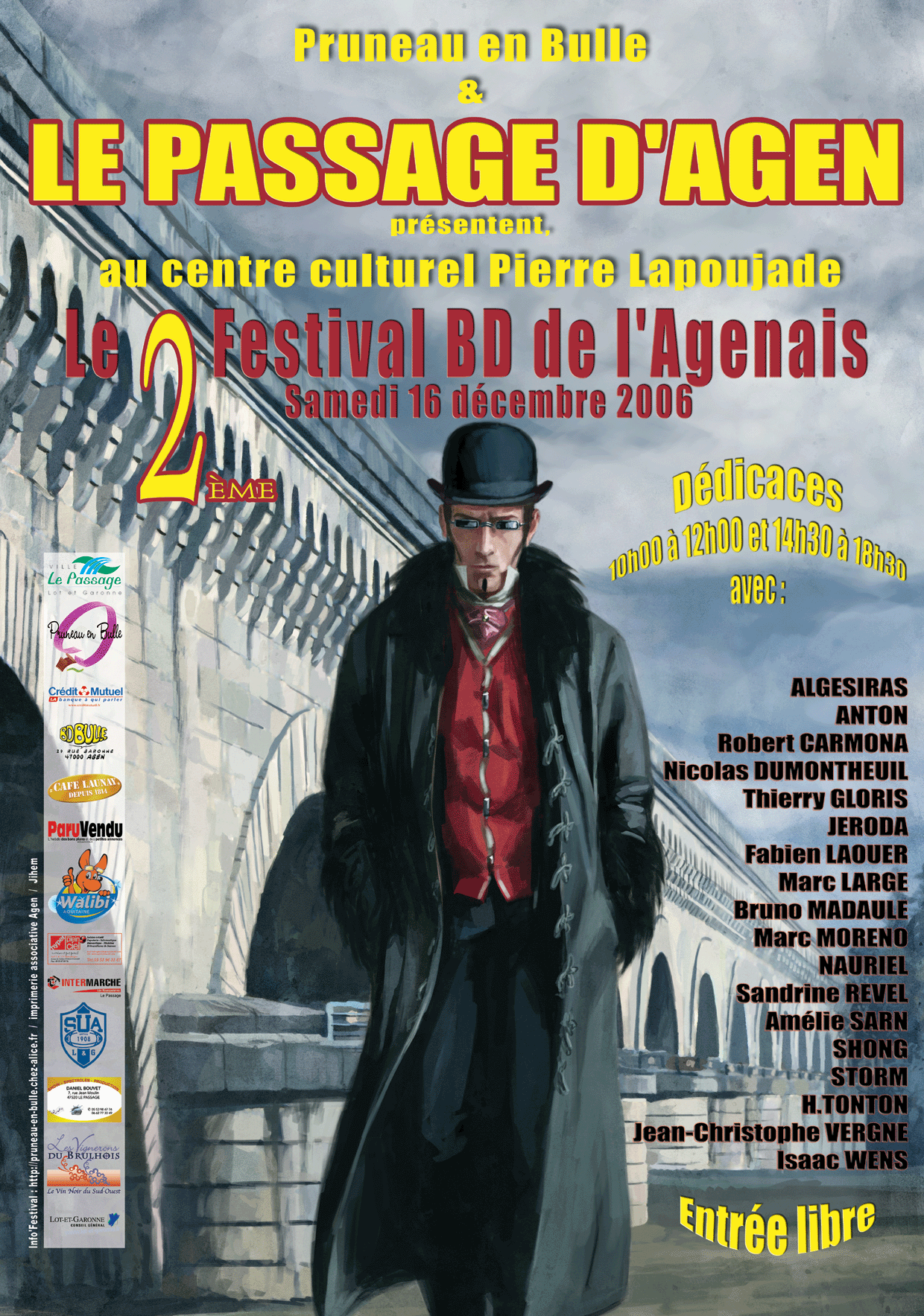 L'affiche par Marc Moreno pour le 2me Festival de bandes dessines de l'Agenais  Le Passage 47520 