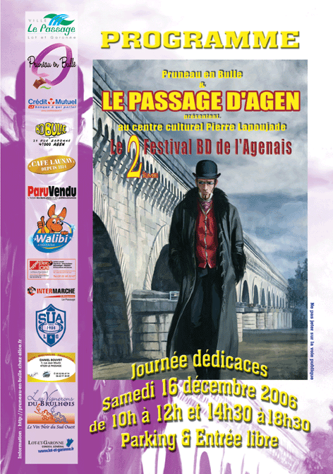Programmes distribus pour le 2me Festival de bandes dessines de l'Agenais  Le Passage 47520 - 1000ex.