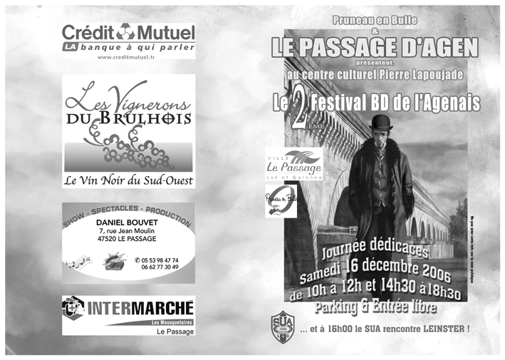 Tracts n&b distribus pour le 2me Festival de bandes dessines de l'Agenais  Le Passage 47520 - 2000ex. 