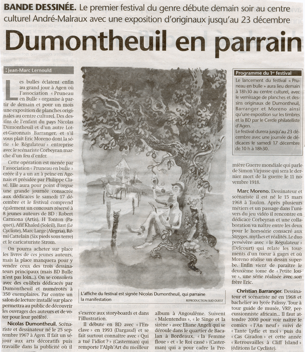 revue de presse de Sud-Ouest pour le Festival de BD de l'Agenais - Pruneau en Bulle dition 2005