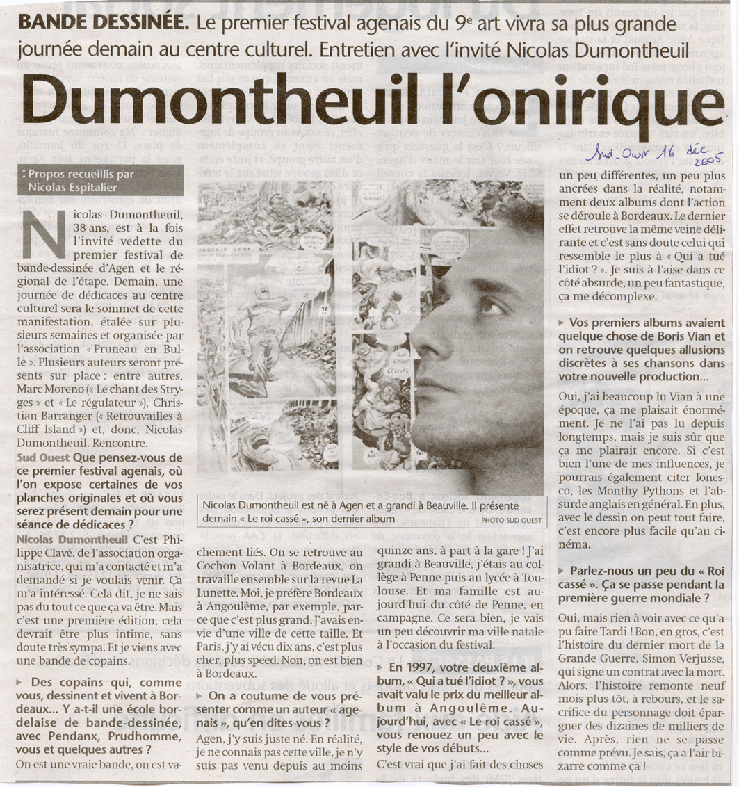 revue de presse de Sud-Ouest pour le Festival de BD de l'Agenais - Pruneau en Bulle dition 2005