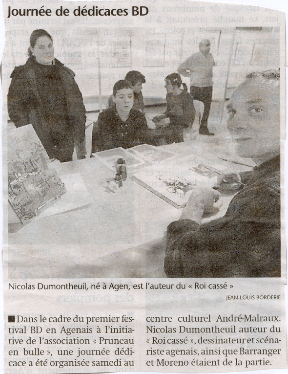 revue de presse de Sud-Ouest pour le Festival de BD de l'Agenais - Pruneau en Bulle dition 2005