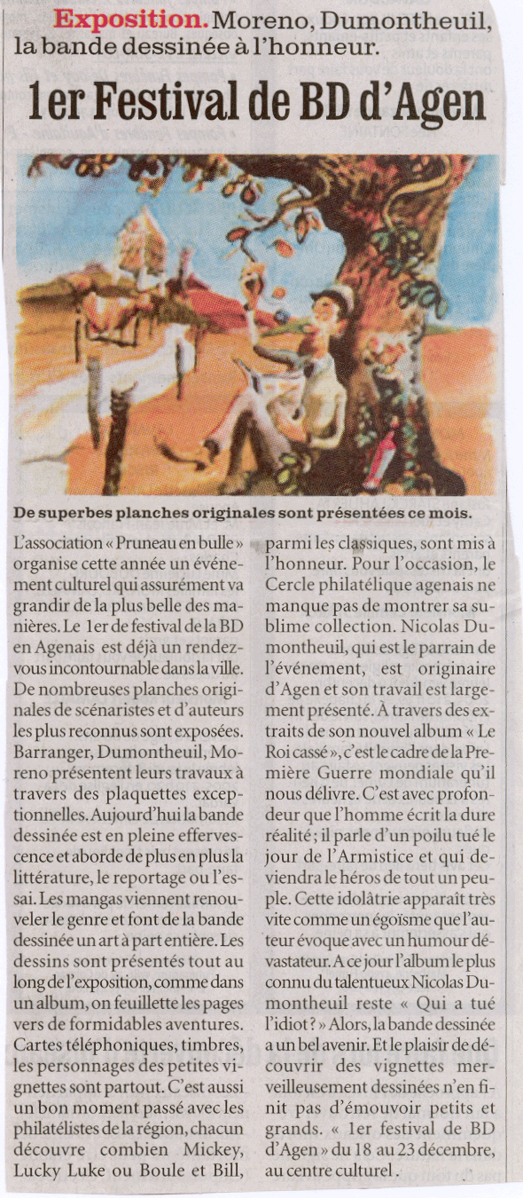 revue de presse de Sud-Ouest pour le Festival de BD de l'Agenais - Pruneau en Bulle dition 2005