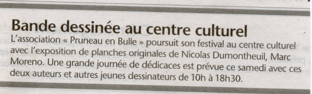 revue de presse de Sud-Ouest pour le Festival de BD de l'Agenais - Pruneau en Bulle dition 2005